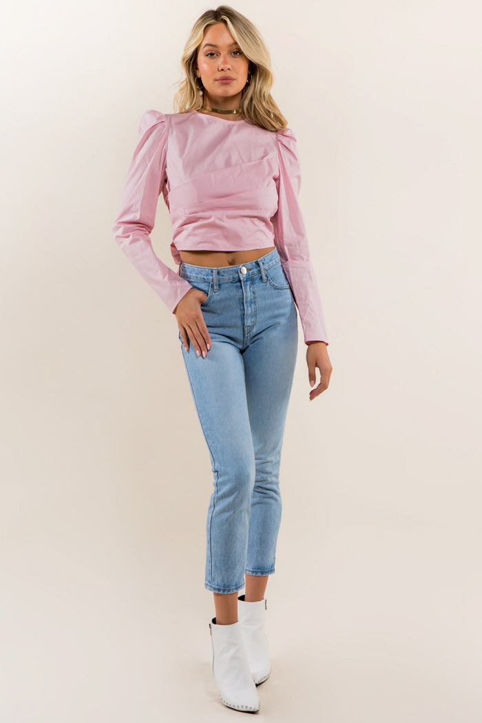 Pleat Front Tie Back Blouse