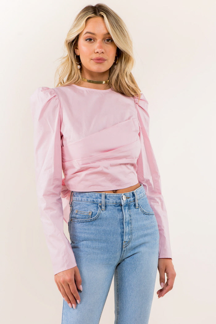 Pleat Front Tie Back Blouse