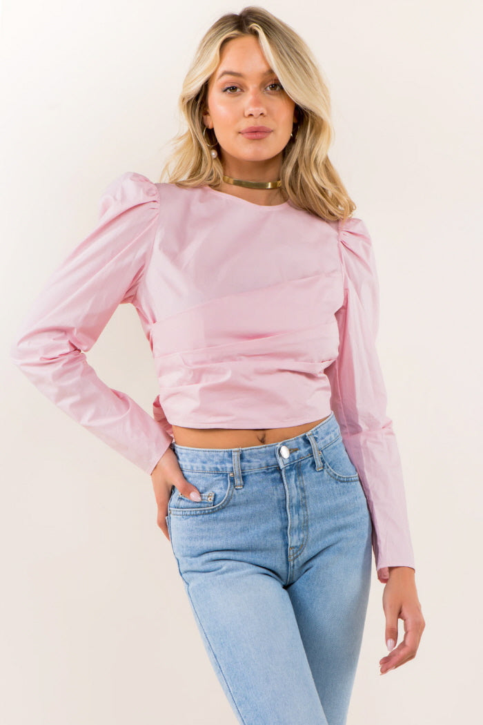 Pleat Front Tie Back Blouse