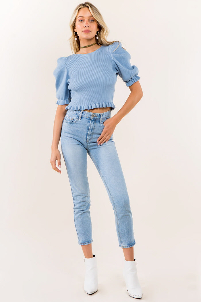 Tie Back Detail Balloon Sleeves Sweater