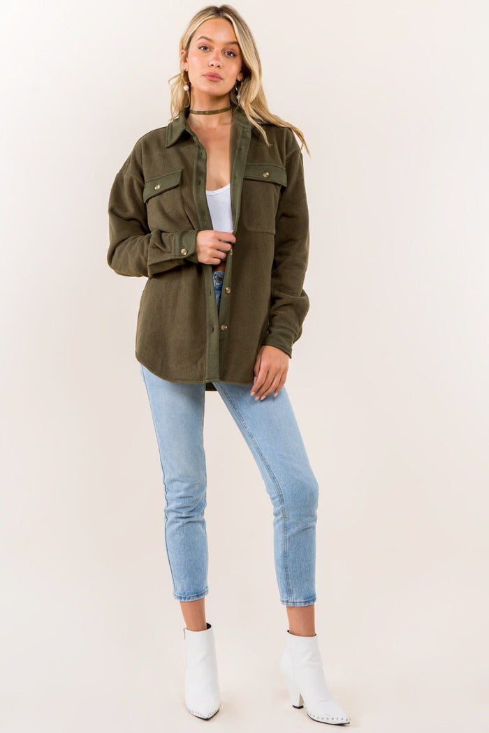 Contrast Knit Detailed Soft Shacket