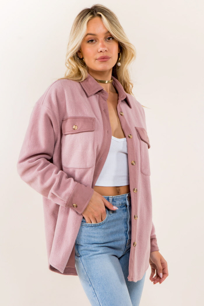 Contrast Knit Detailed Soft Shacket