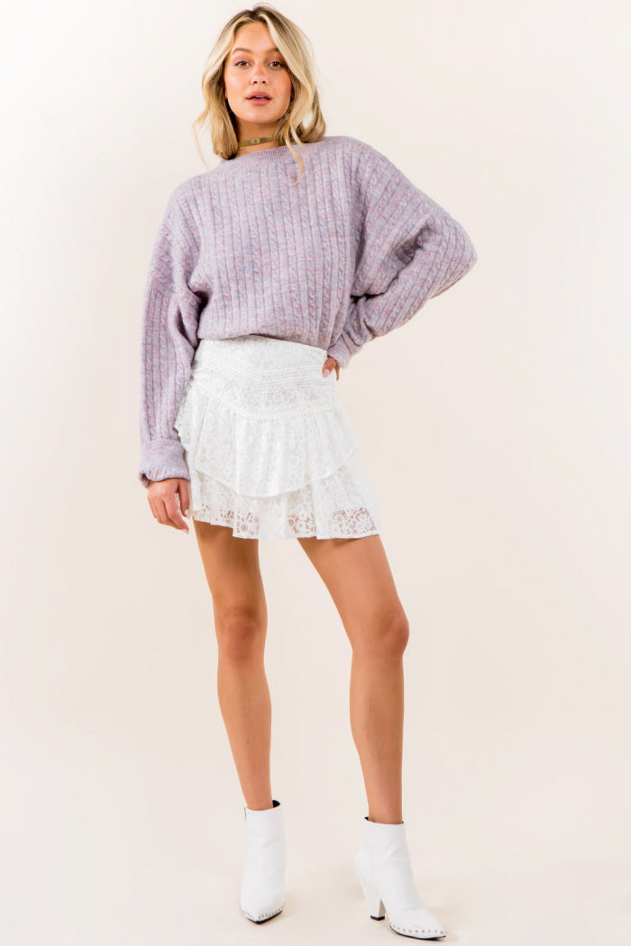 Ruffle Lace Mini Skirt