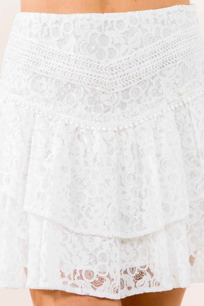 Ruffle Lace Mini Skirt