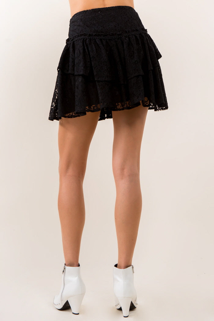 Ruffle Lace Mini Skirt