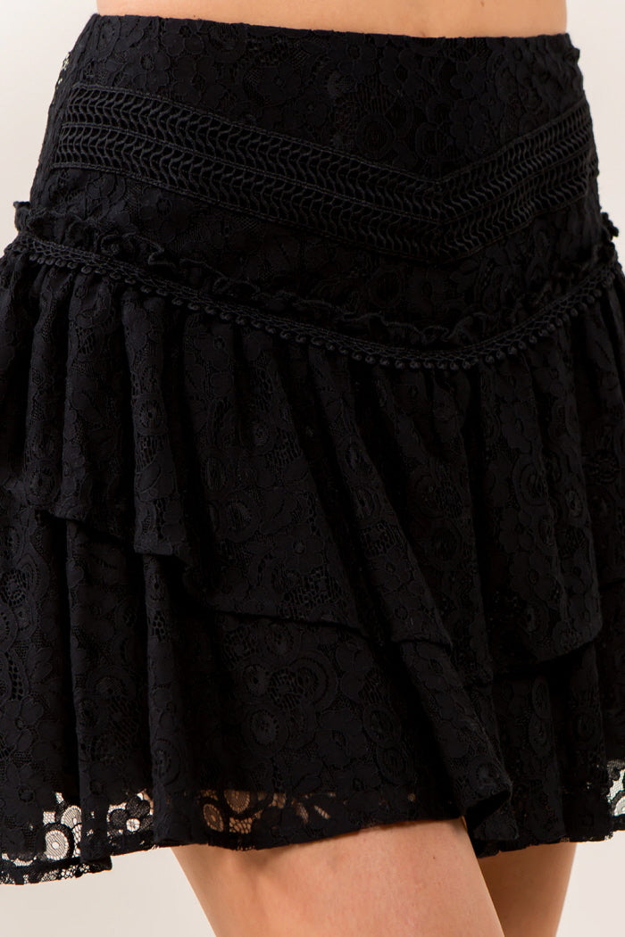 Ruffle Lace Mini Skirt