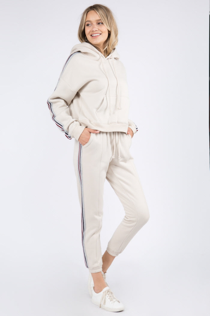 Cozy Inner Fleece Trim Detail Hoodie