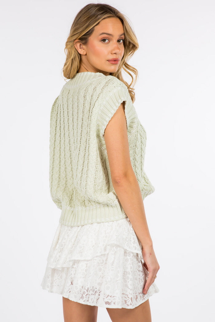 Contrast Stitching Sweater Knitted Vest