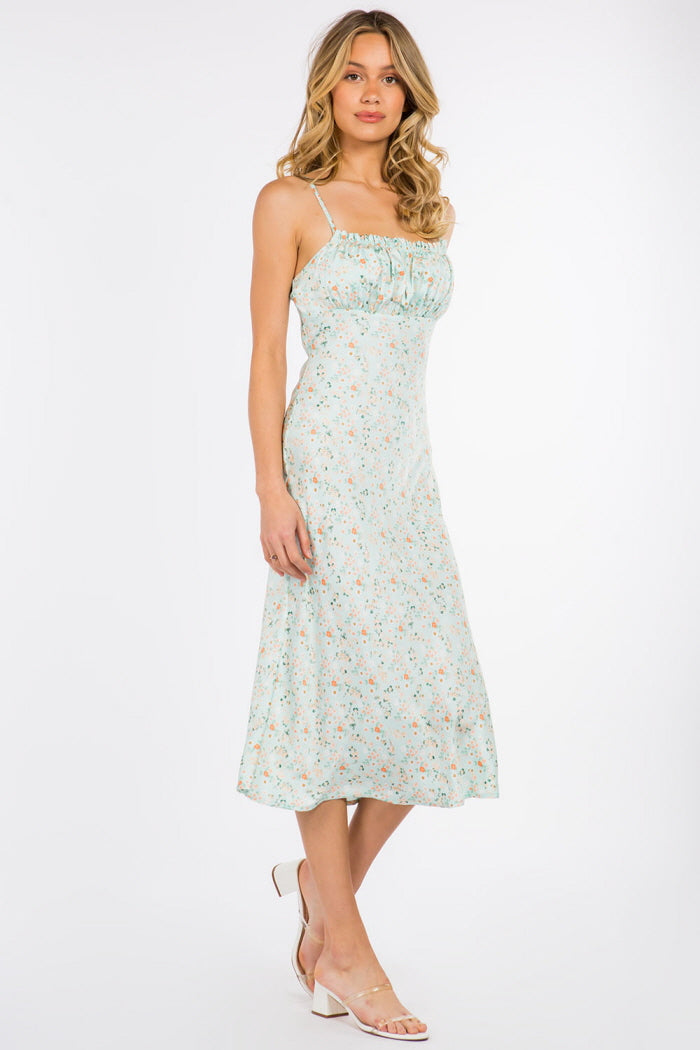 Ditsy Floral Satin Midi Dress