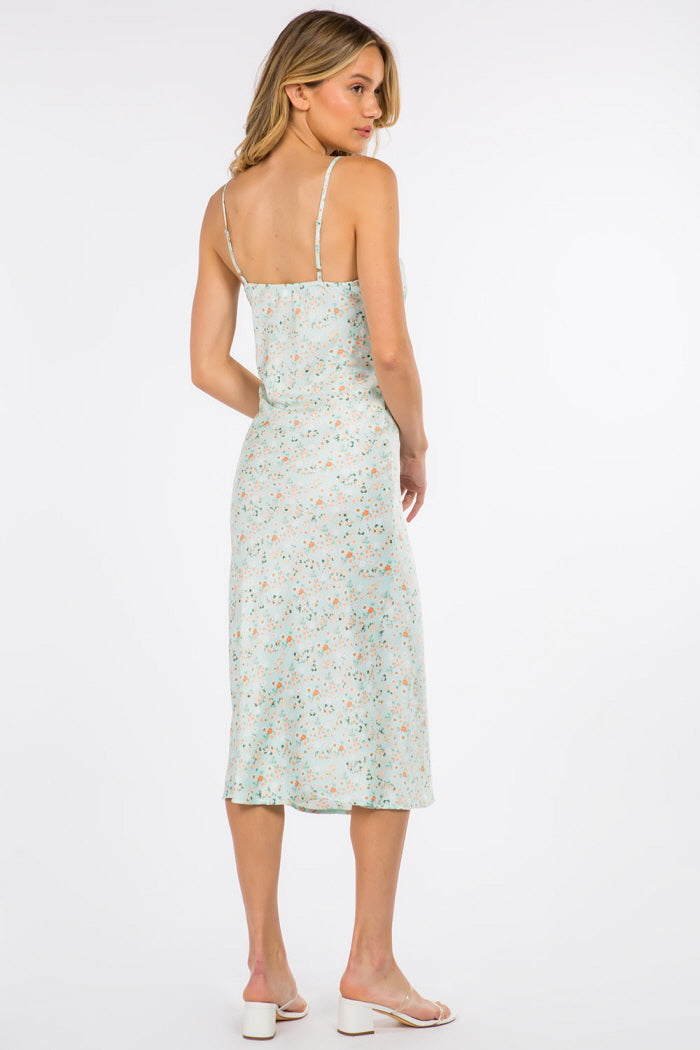 Ditsy Floral Satin Midi Dress