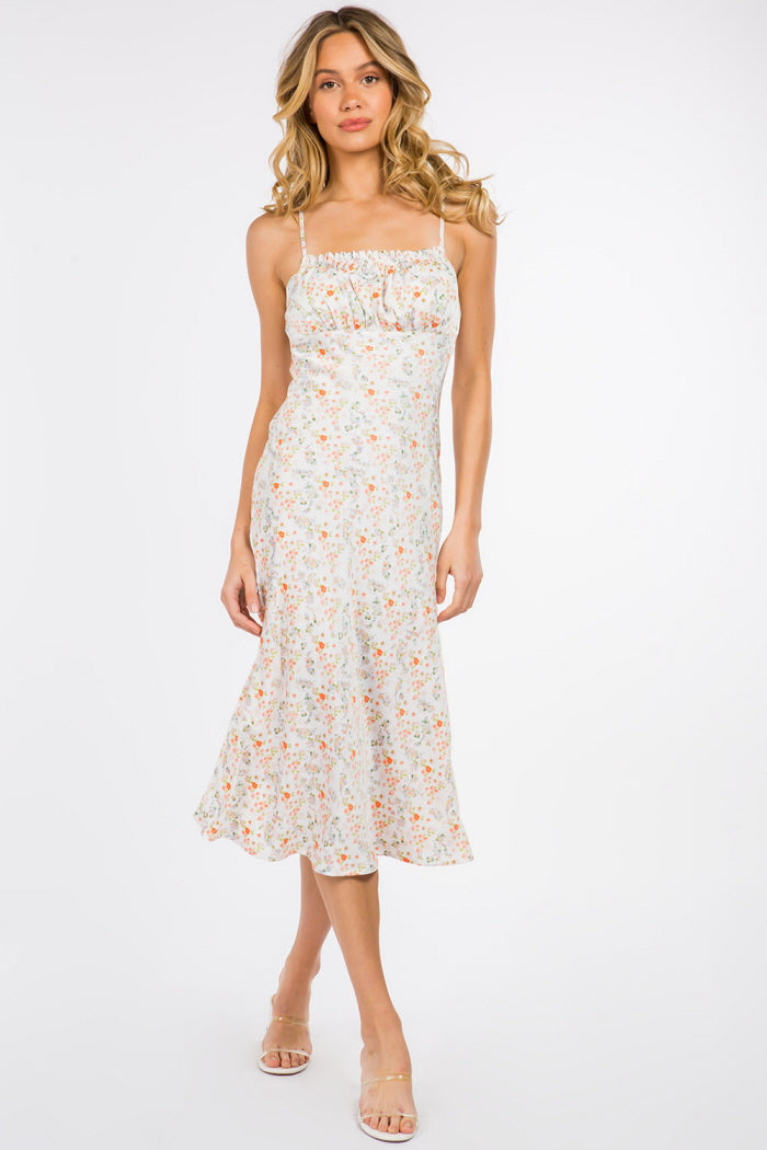 Ditsy Floral Satin Midi Dress