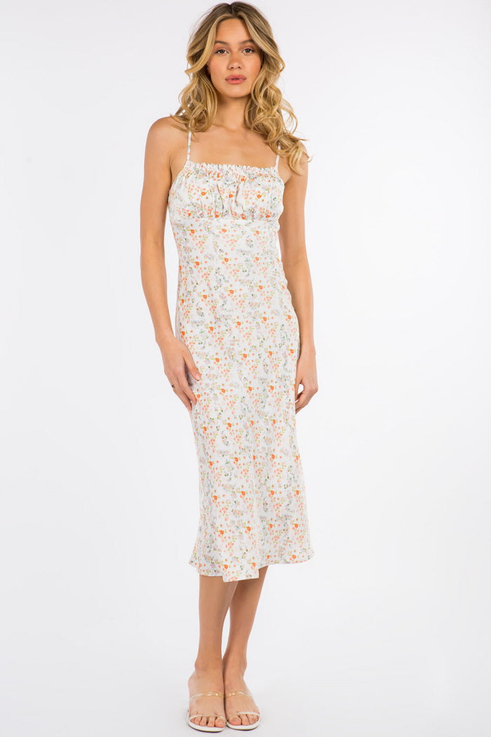 Ditsy Floral Satin Midi Dress