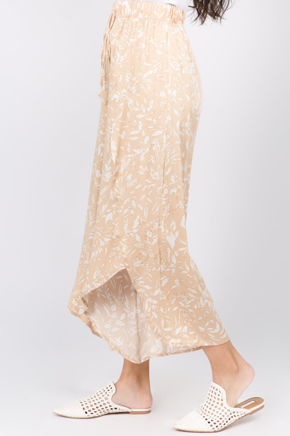 Leaf Print Overlay Pants - Whiteroom+Cactus