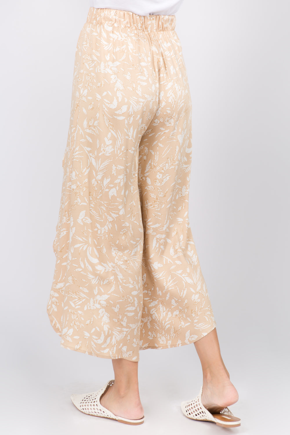 Leaf Print Overlay Pants - Whiteroom+Cactus