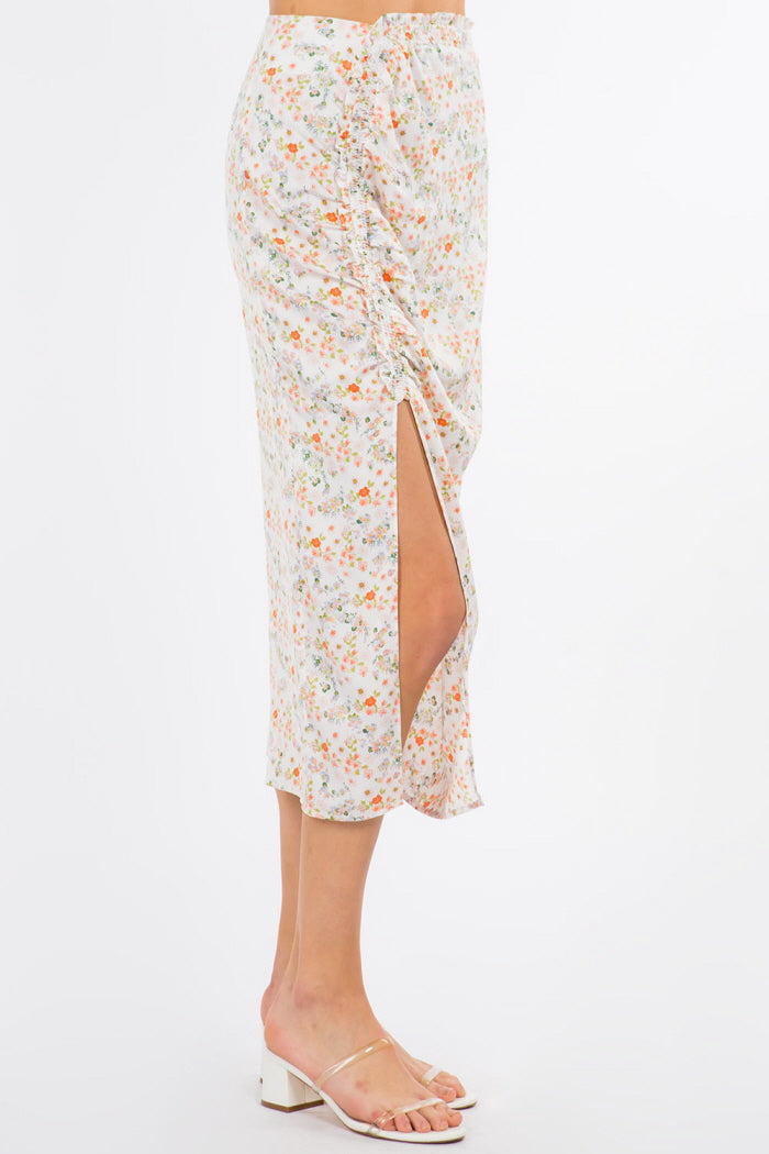 Ditsy Floral Satin Midi Skirt