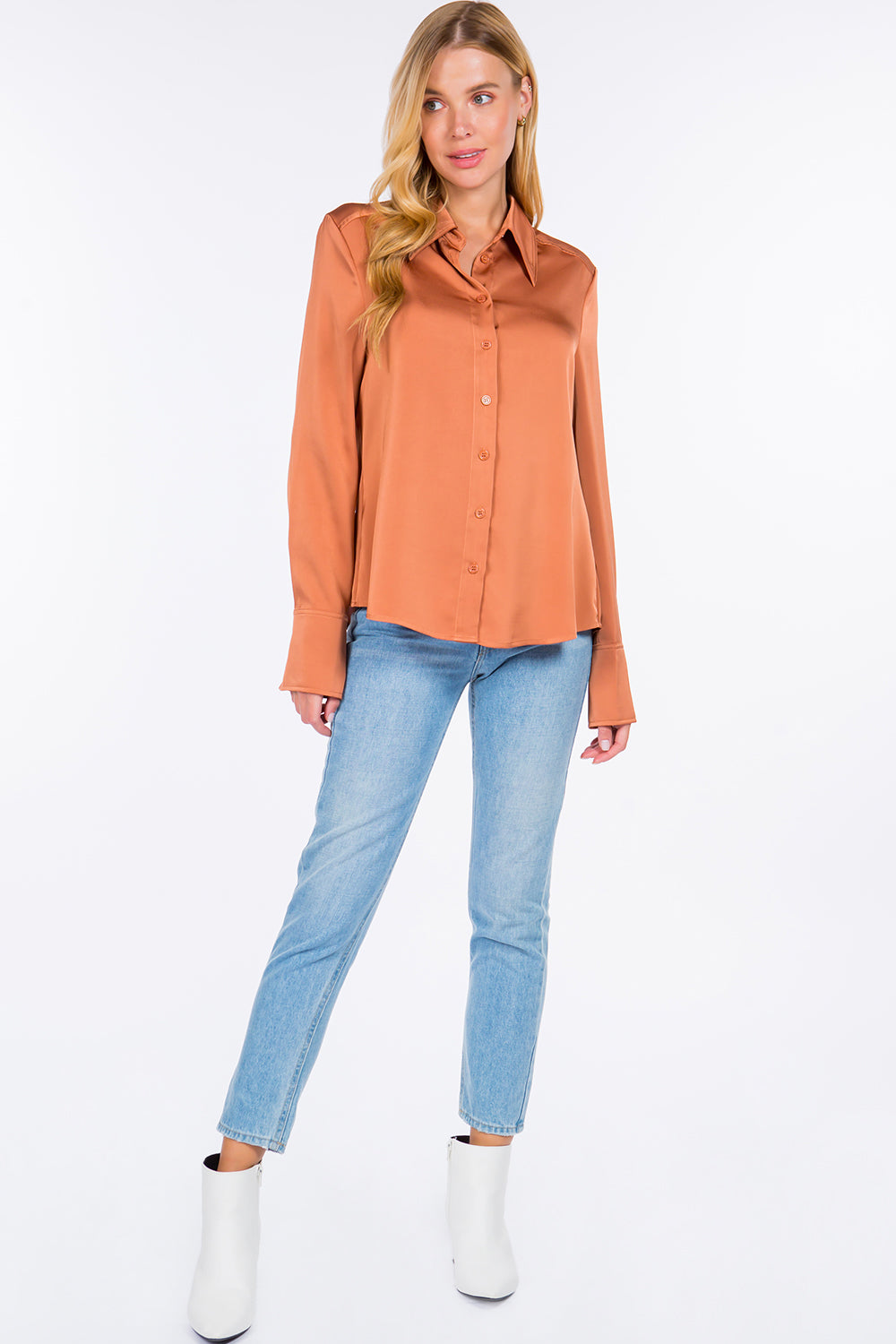 Satin Button Down Shirt