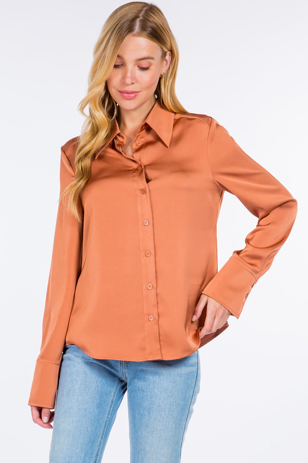 Satin Button Down Shirt