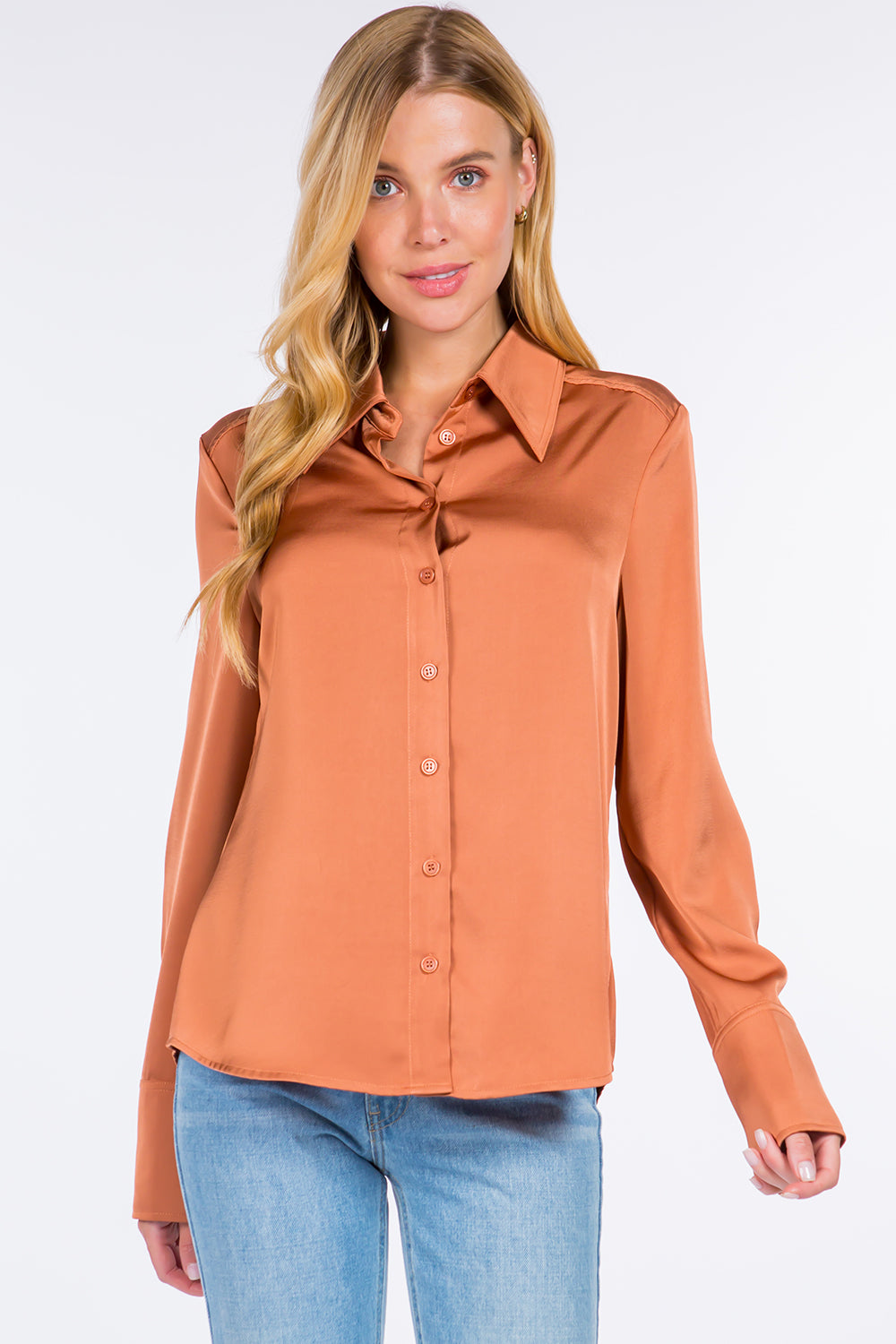 Satin Button Down Shirt