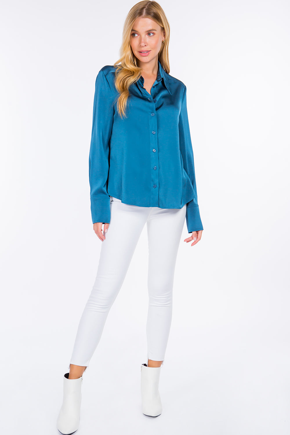 Satin Button Down Shirt