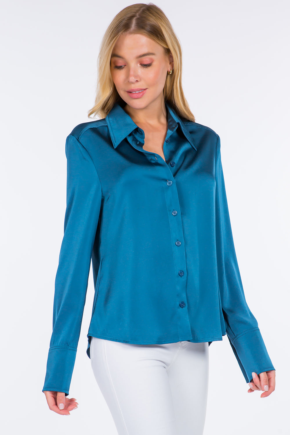 Satin Button Down Shirt