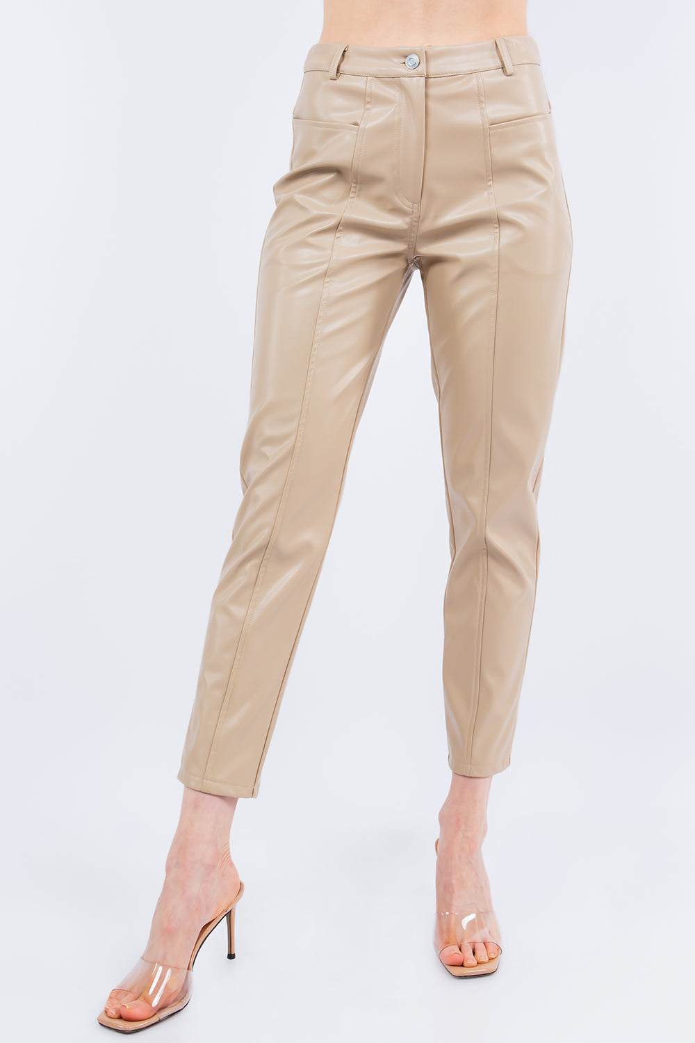 PU Leather Cropped Pants