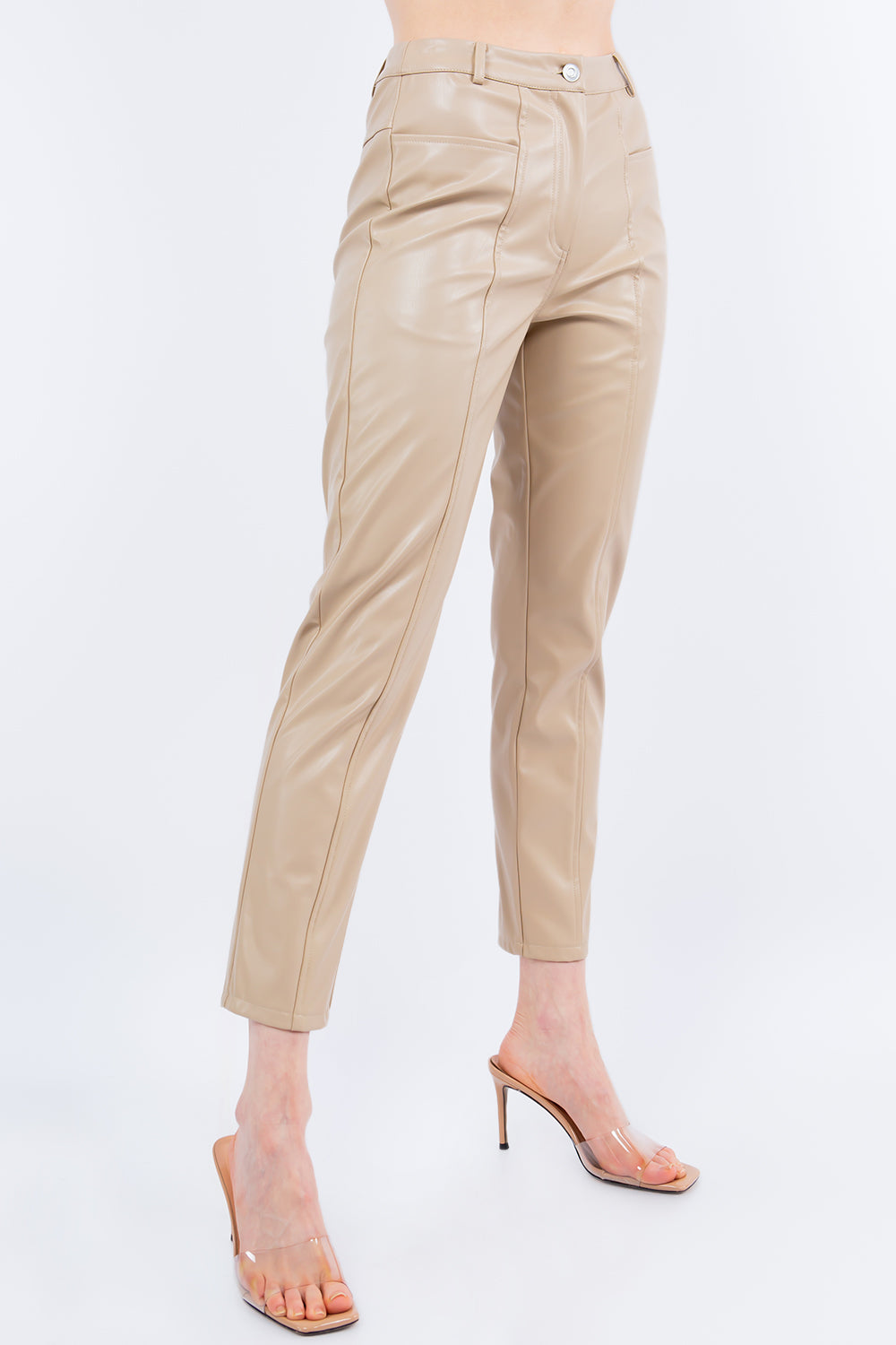 PU Leather Cropped Pants