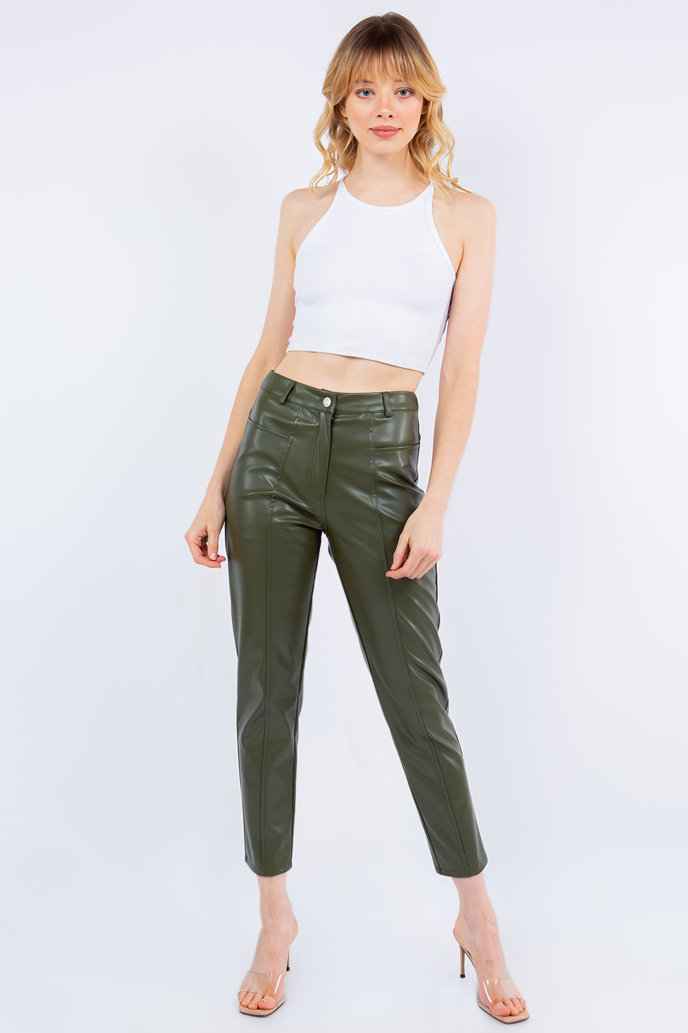 PU Leather Cropped Pants