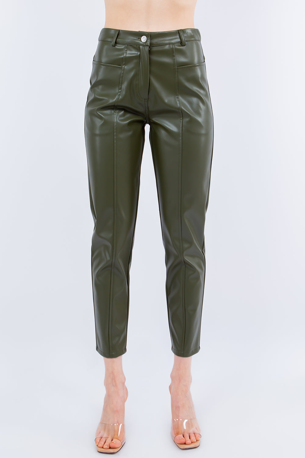 PU Leather Cropped Pants