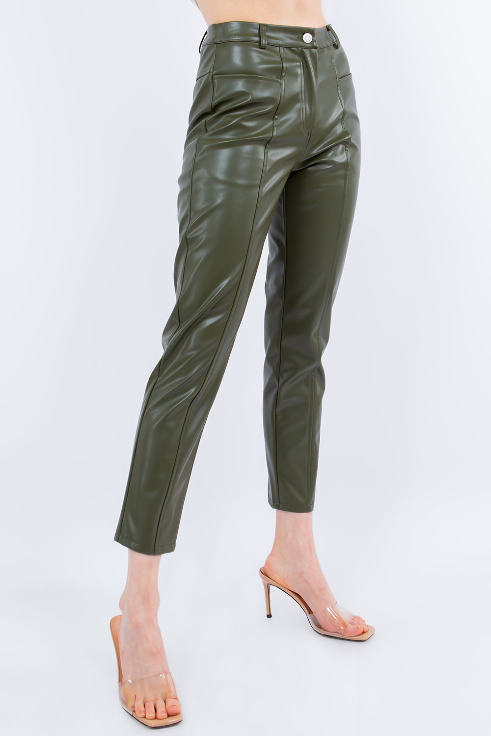 PU Leather Cropped Pants