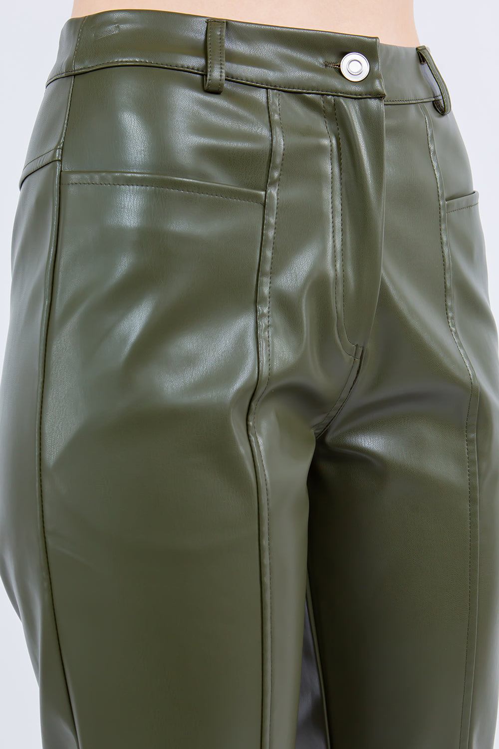 PU Leather Cropped Pants