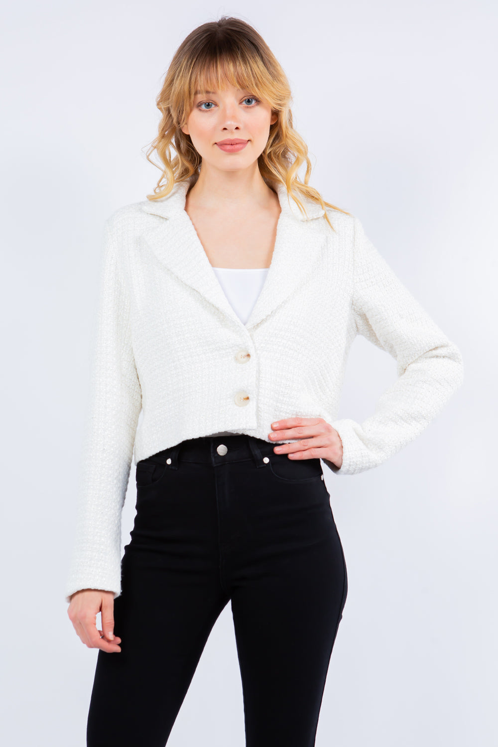 Ivory Tweed Blazer Jacket