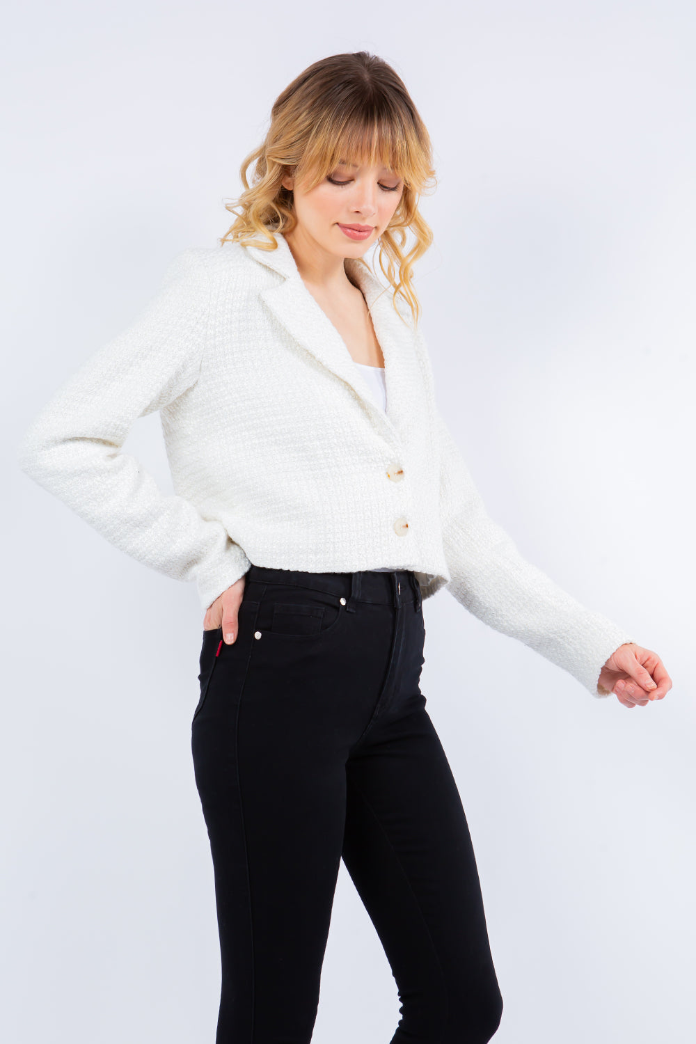Ivory Tweed Blazer Jacket