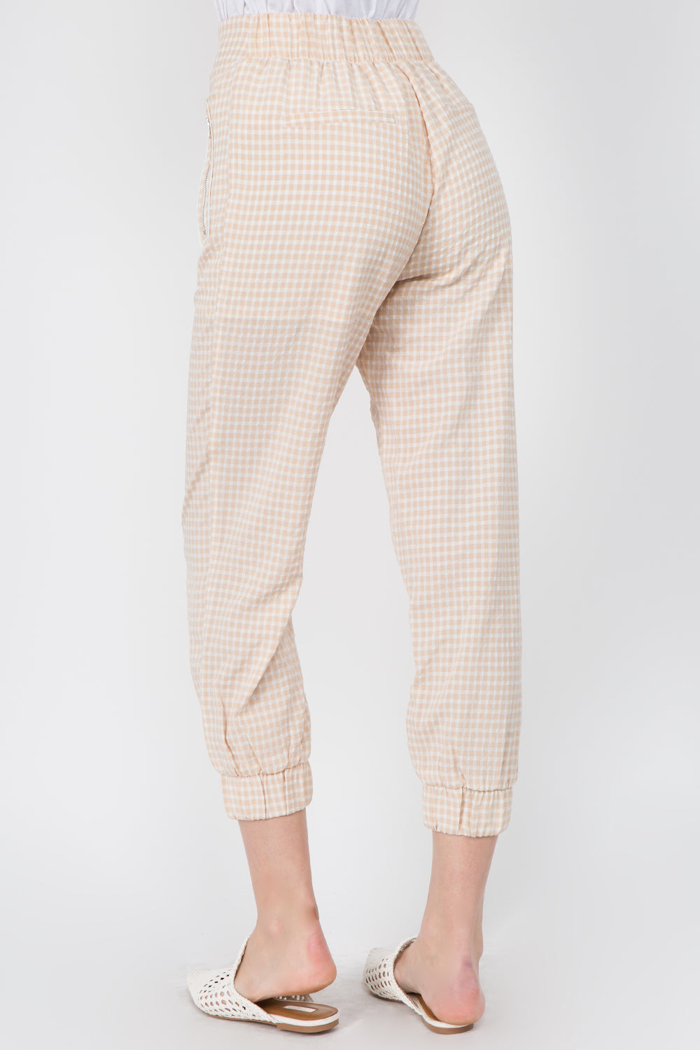 Gingham Zip Detail Joggers - Whiteroom+Cactus
