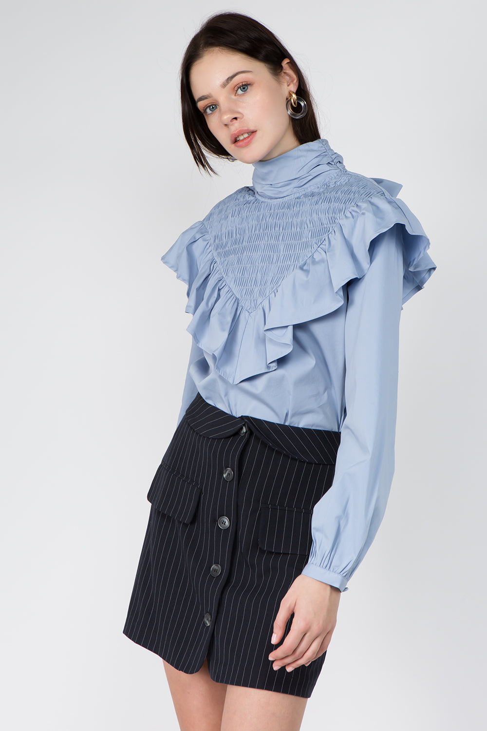 Pinstripe Button Skirt - Whiteroom+Cactus