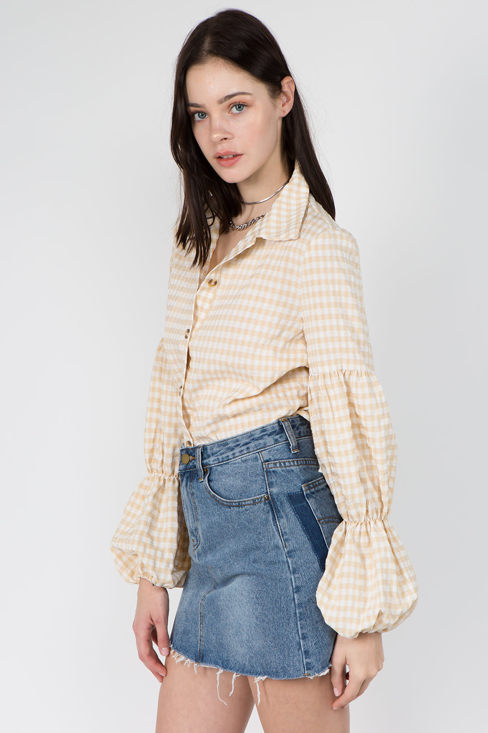 Gingham Double Elastic Shirt - Whiteroom+Cactus