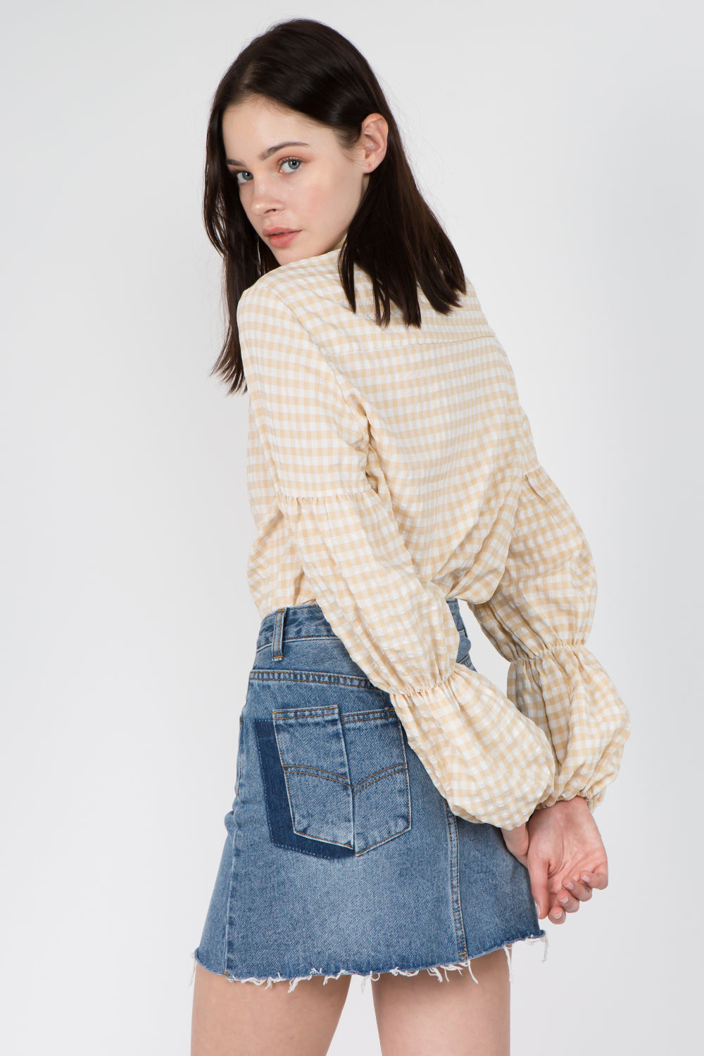 Gingham Double Elastic Shirt - Whiteroom+Cactus