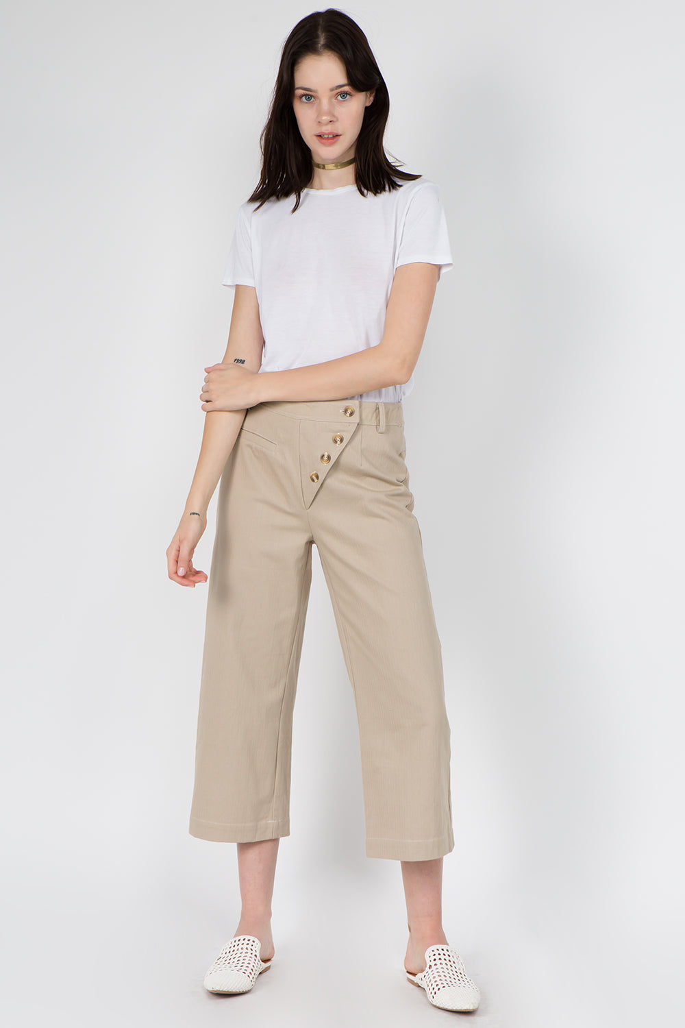 Asymmetrical Button Detail Pants - Whiteroom+Cactus