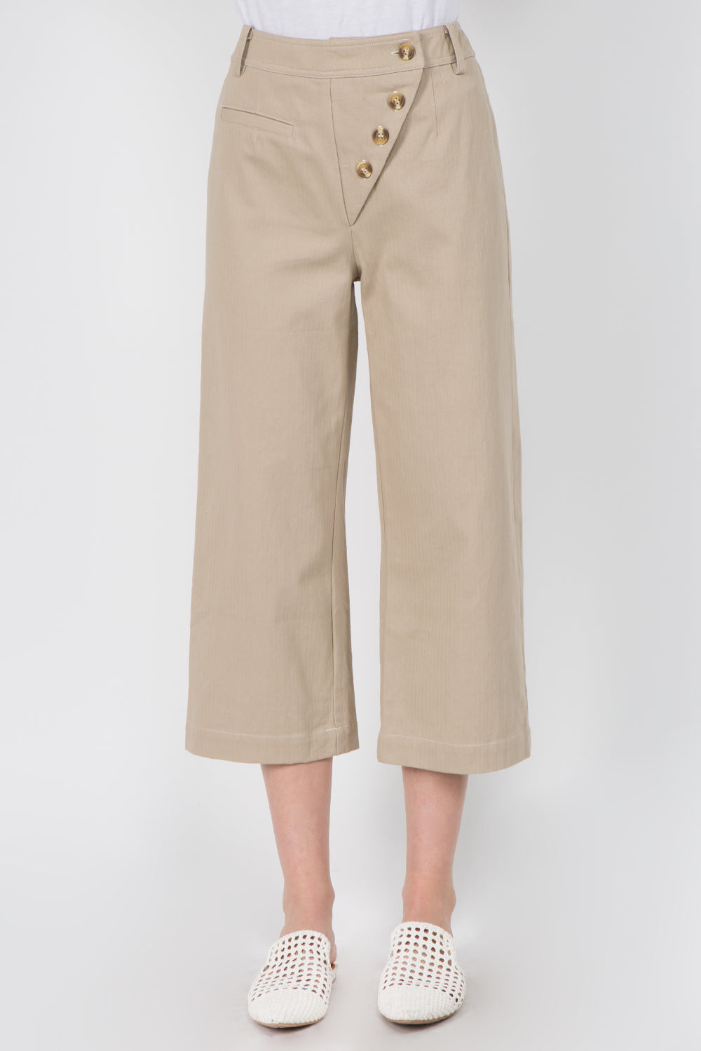 Asymmetrical Button Detail Pants - Whiteroom+Cactus