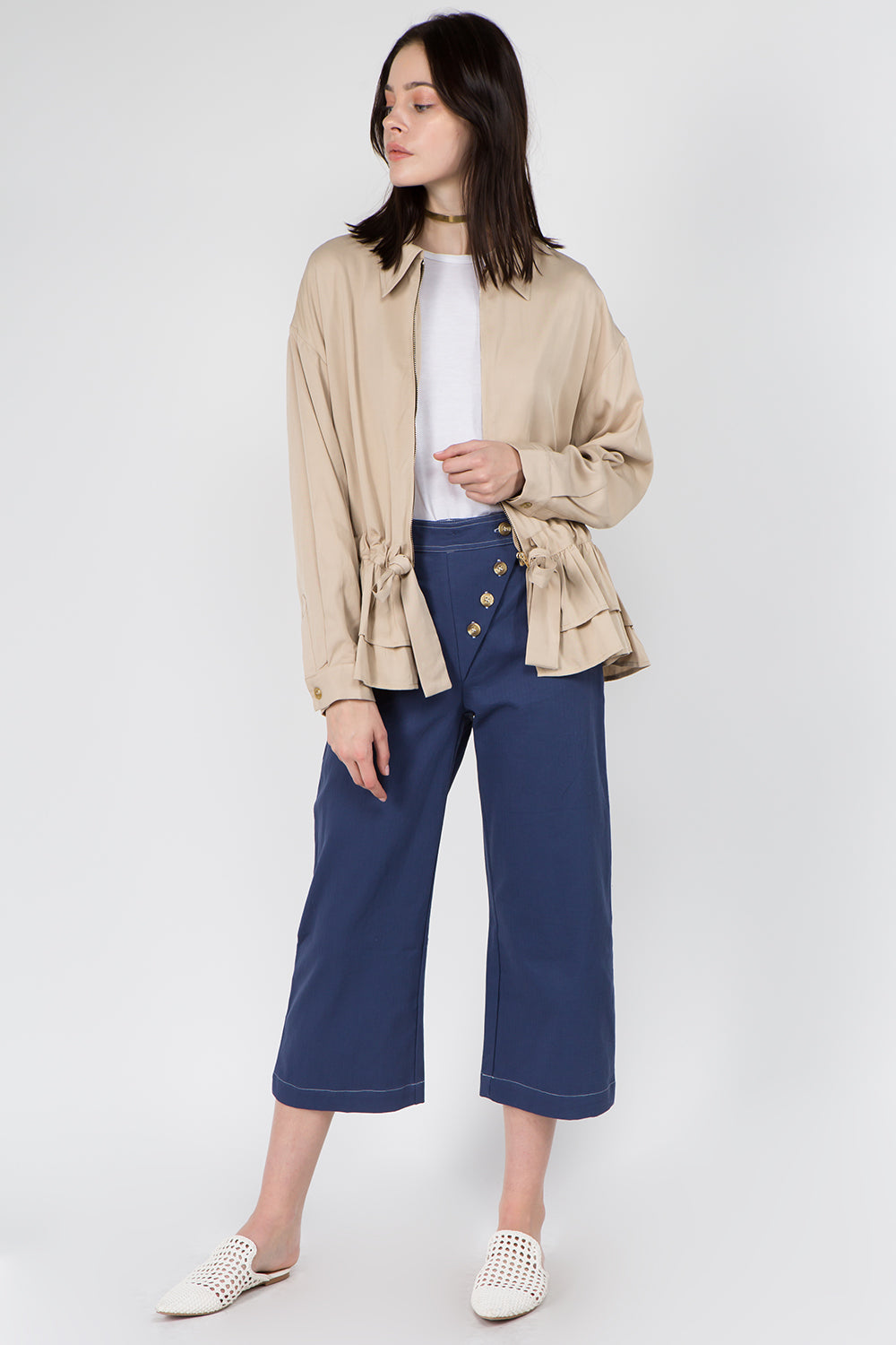 Waist Detailed Oversized Jacket - Whiteroom+Cactus