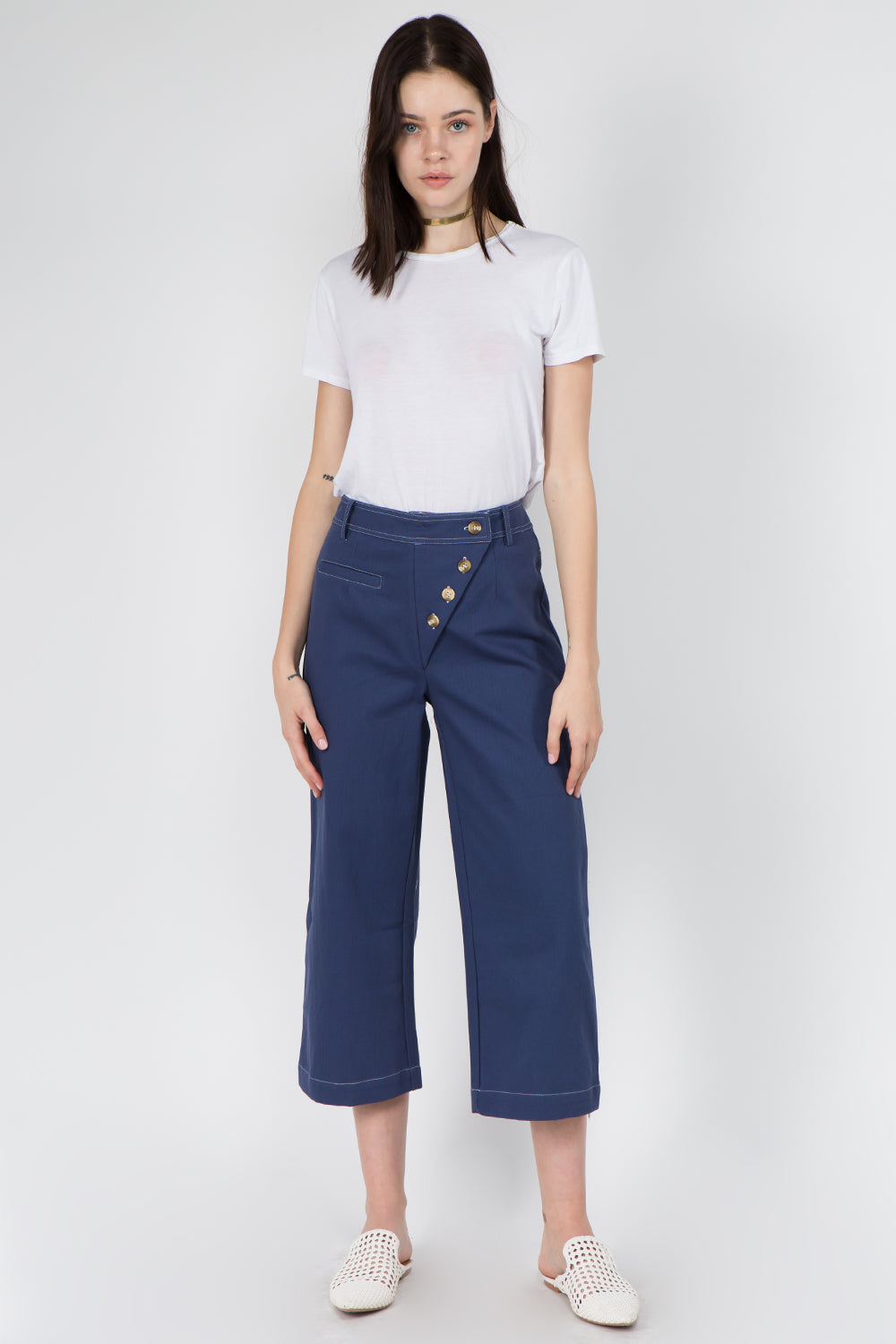 Asymmetrical Button Detail Pants - Whiteroom+Cactus