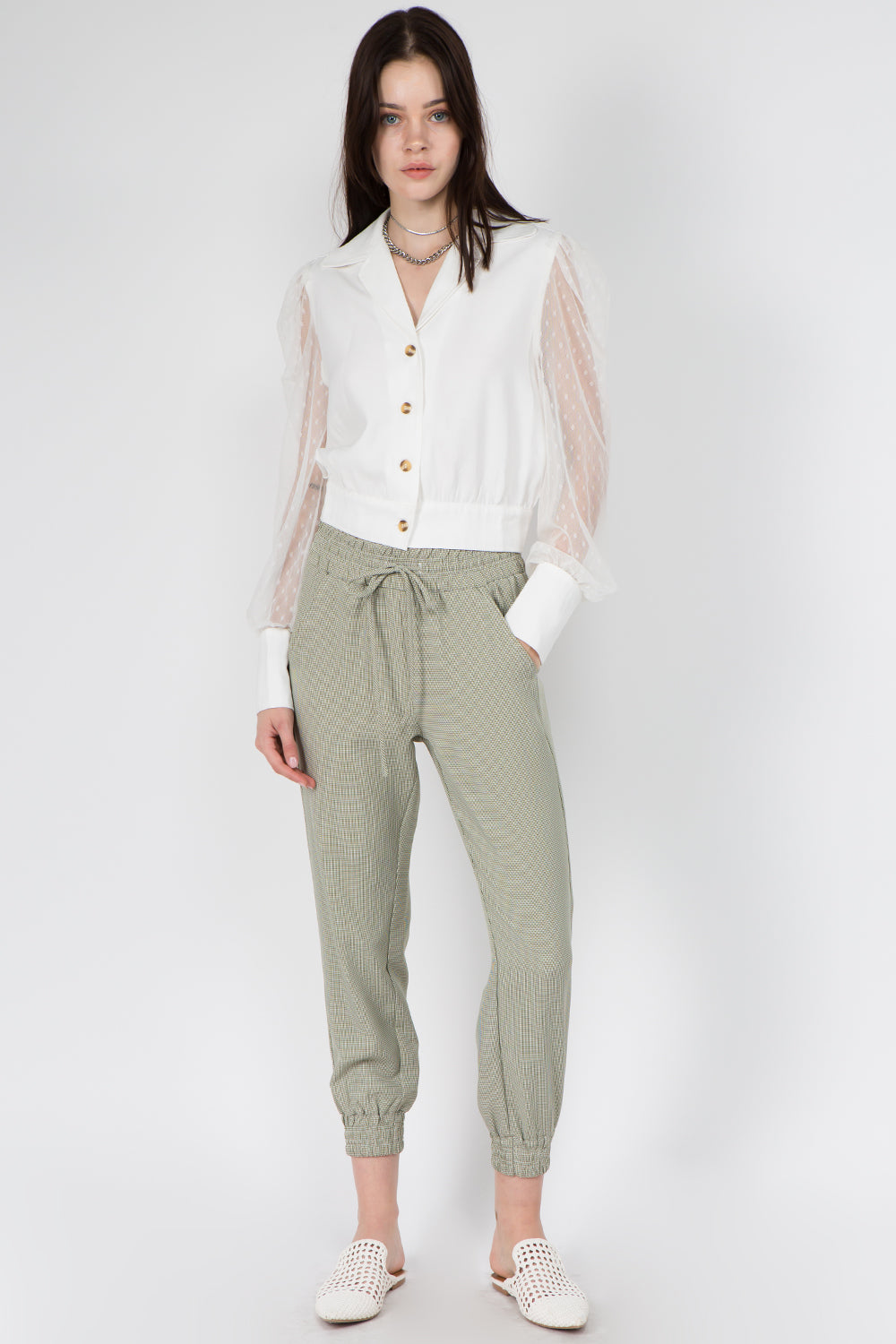 Gingham Jogger Pants - Whiteroom+Cactus