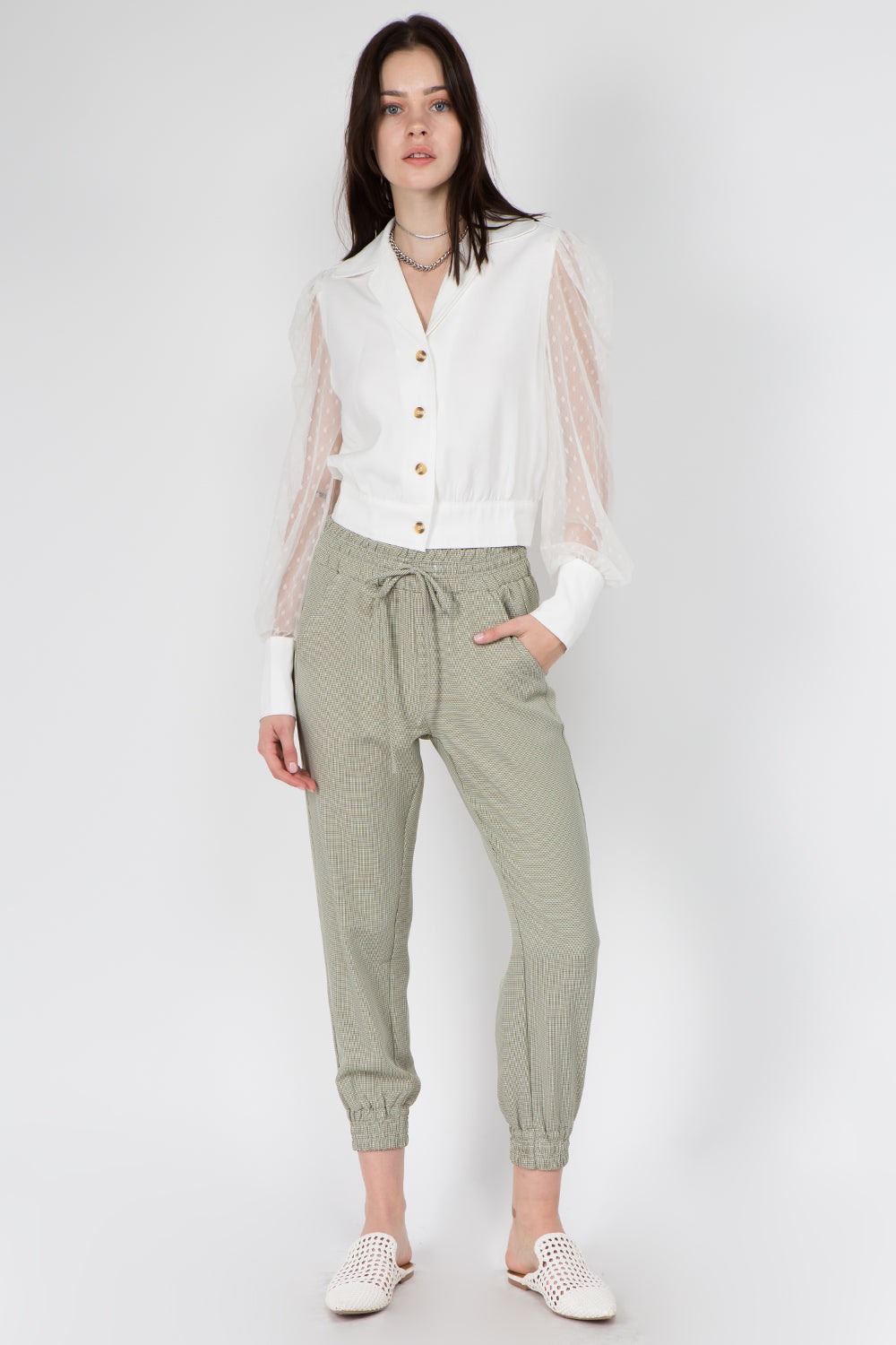 Gingham Jogger Pants - Whiteroom+Cactus