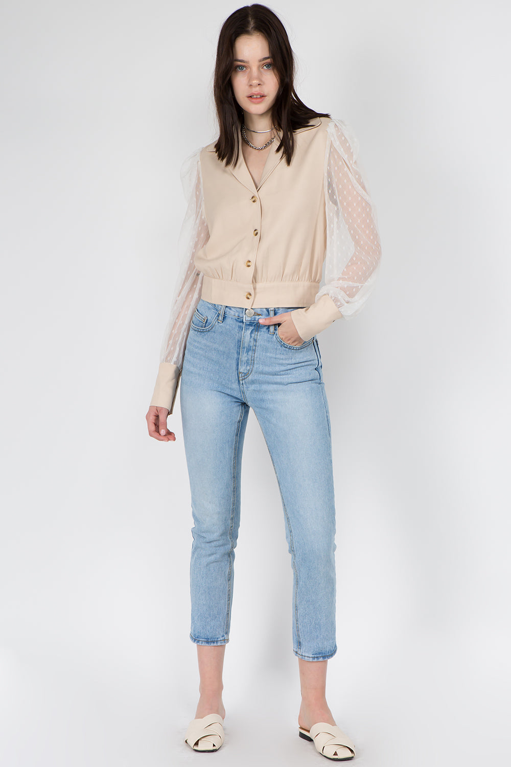 Mesh Sleeves Button Shirt - Whiteroom+Cactus