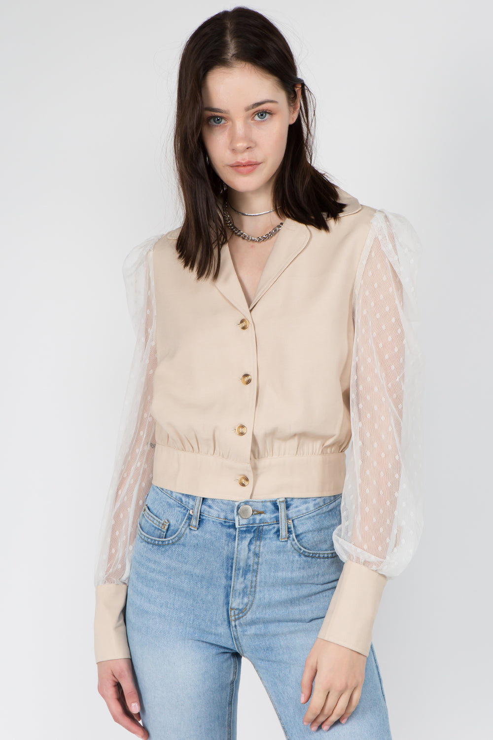 Mesh Sleeves Button Shirt - Whiteroom+Cactus