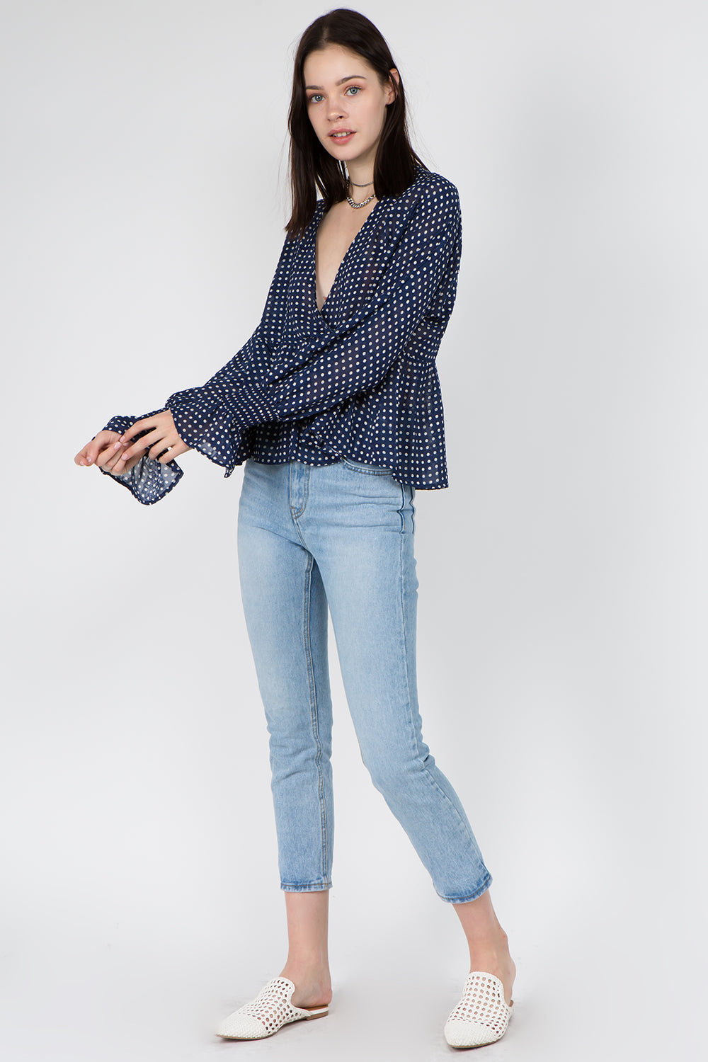 Textured Fabric Smocked Sleeves Blouse - Whiteroom+Cactus