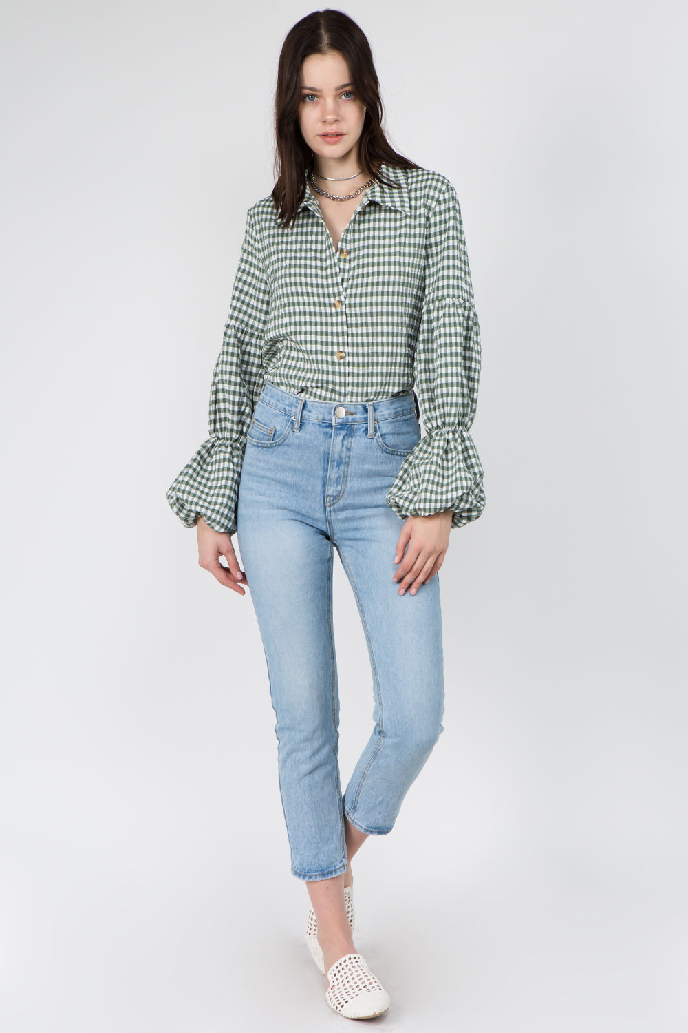 Gingham Double Elastic Shirt - Whiteroom+Cactus