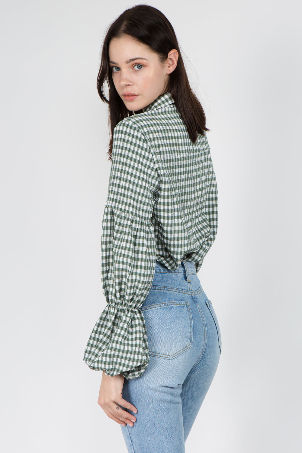 Gingham Double Elastic Shirt - Whiteroom+Cactus