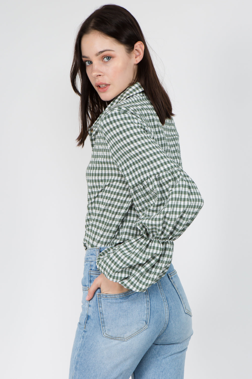 Gingham Double Elastic Shirt - Whiteroom+Cactus