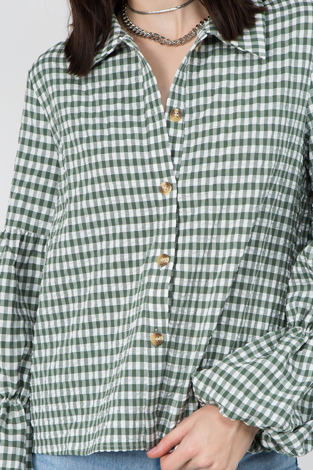 Gingham Double Elastic Shirt - Whiteroom+Cactus