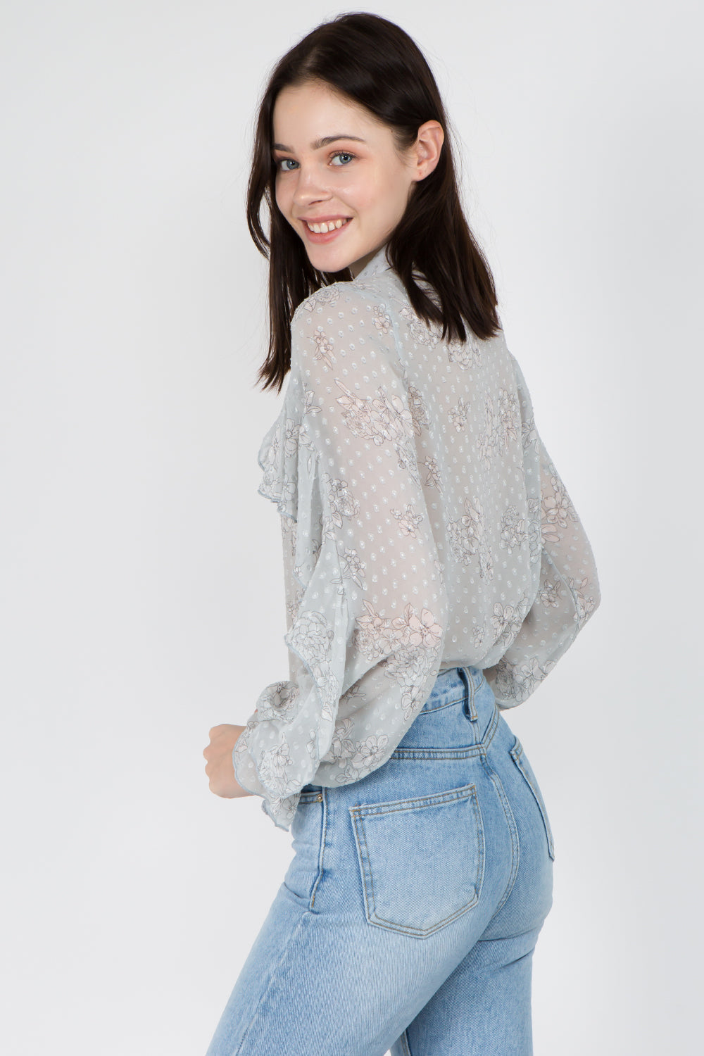 Ruffle Sleeves Floral Shirt - Whiteroom+Cactus